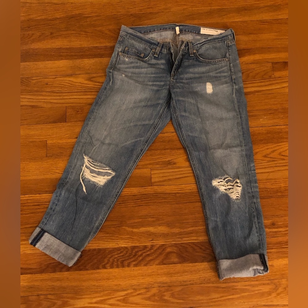 Rag & Bone Distressed Boyfriend Jeans - size 24